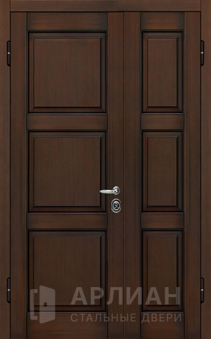 Фото №2 «Двухстворчатая металлическая дверь коричневая с отделкой МДФ №7»