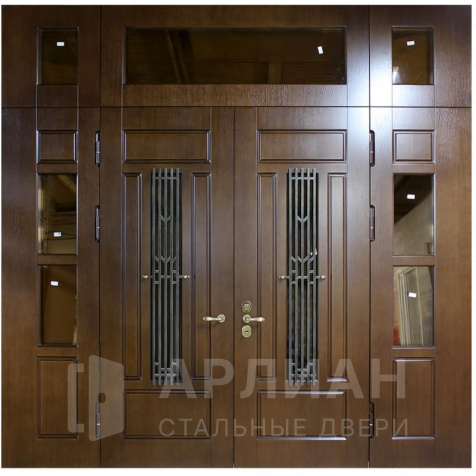 Фото «Входная металлическая дверь с двумя створками и фрамугой №27»